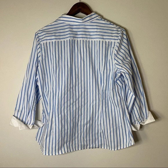 Striped Cotton Shirt Office Work Professional Button Up Shirt Size XL Petite - Picture 2 of 11